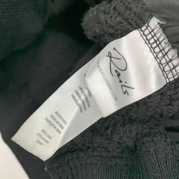 Rails Austin Jacket Fleece Teddy Black Full Zip Fuzzy - Picture 6 of 9